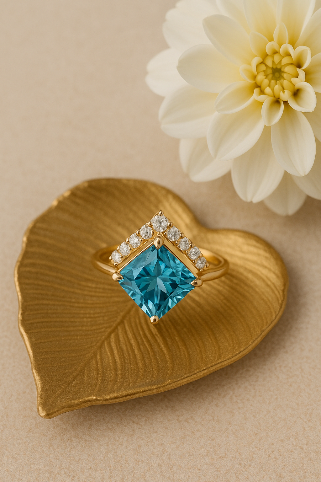 Nhẫn đá topaz xanh 7mm