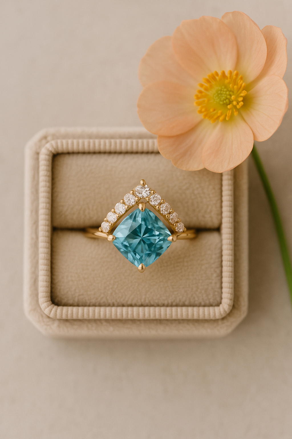 Nhẫn đá topaz xanh 7mm