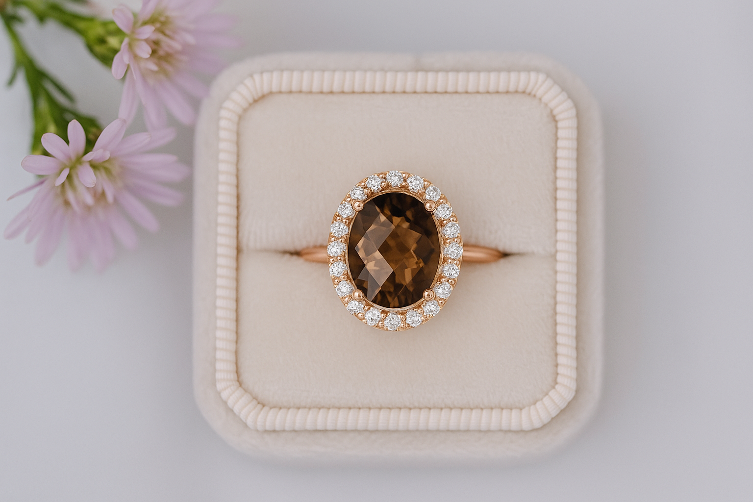 Nhẫn Citrine Mật Ong – Oval 8x10mm