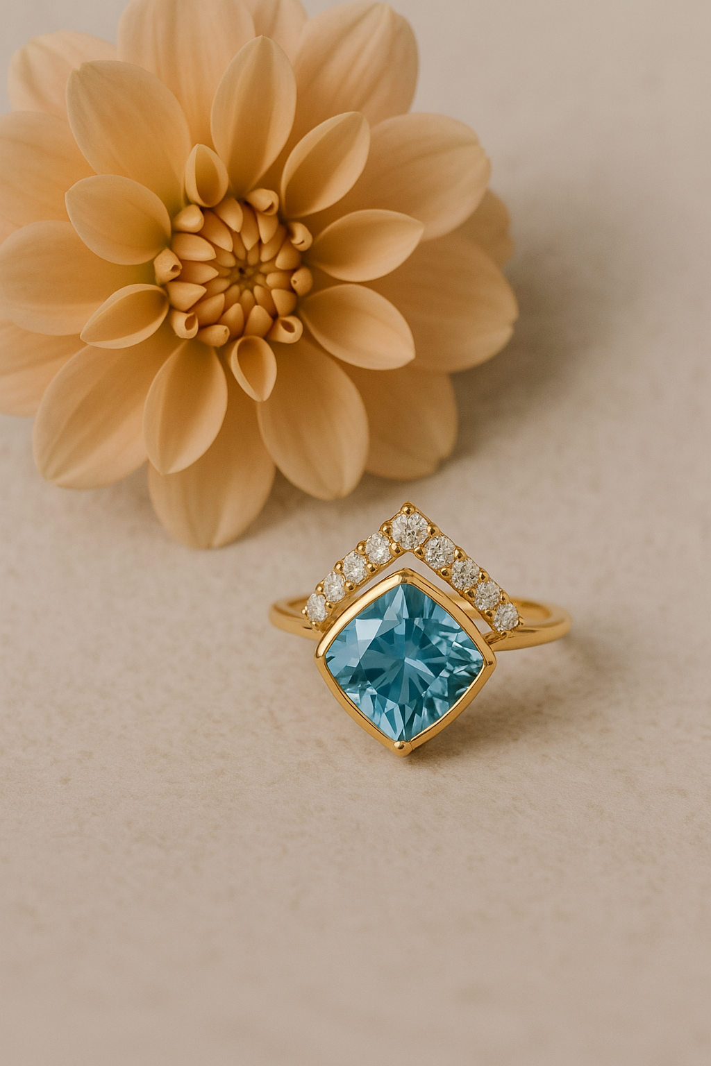 Nhẫn đá topaz xanh 7mm