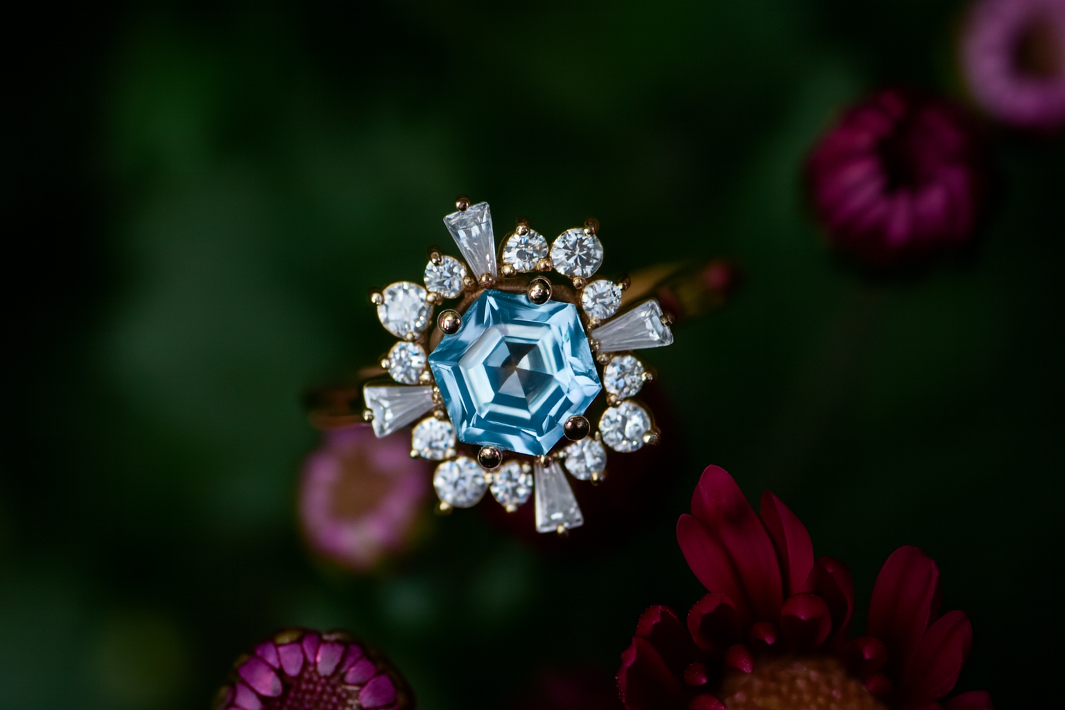 Nhẫn đá topaz xanh